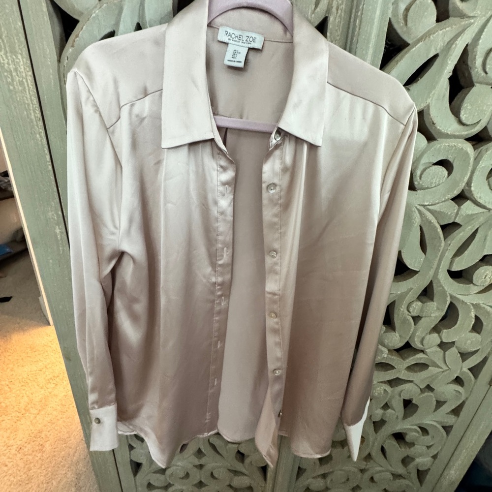 Rachel Zoe Blush Champagne Satin Blouse